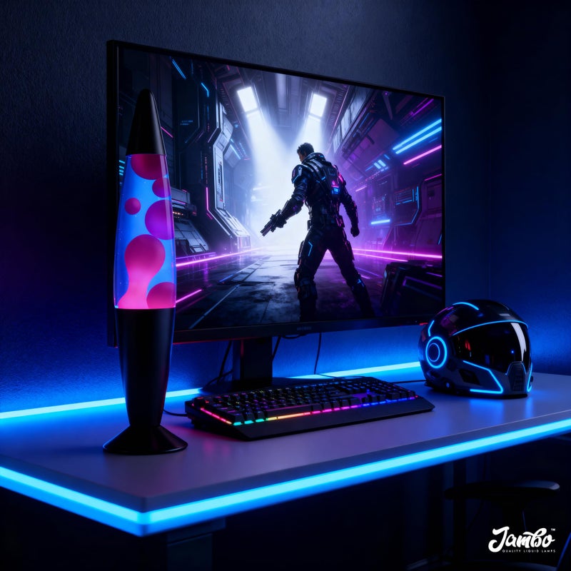 JAMBO 16" Beautiful Lamp- Blue with Purple Wax, Relaxing Liquid Lamp for Living Room Office Bedroom Adults Teens Kids, Magma Light, Night Light Nightlight, Home Decor - Image 4