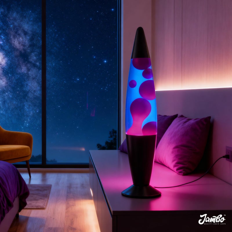 JAMBO 16" Beautiful Lamp- Blue with Purple Wax, Relaxing Liquid Lamp for Living Room Office Bedroom Adults Teens Kids, Magma Light, Night Light Nightlight, Home Decor - Image 2