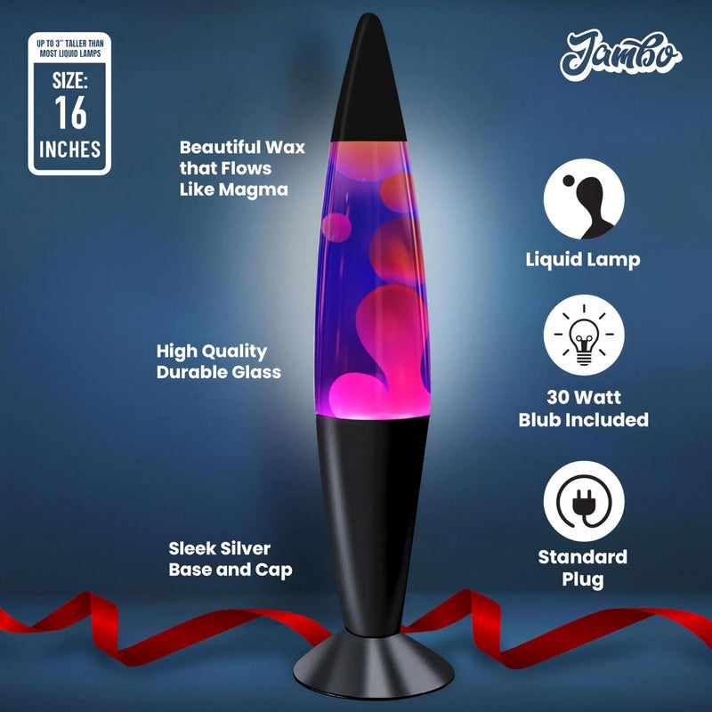 JAMBO 16" Beautiful Lamp- Blue with Purple Wax, Relaxing Liquid Lamp for Living Room Office Bedroom Adults Teens Kids, Magma Light, Night Light Nightlight, Home Decor - Image 3