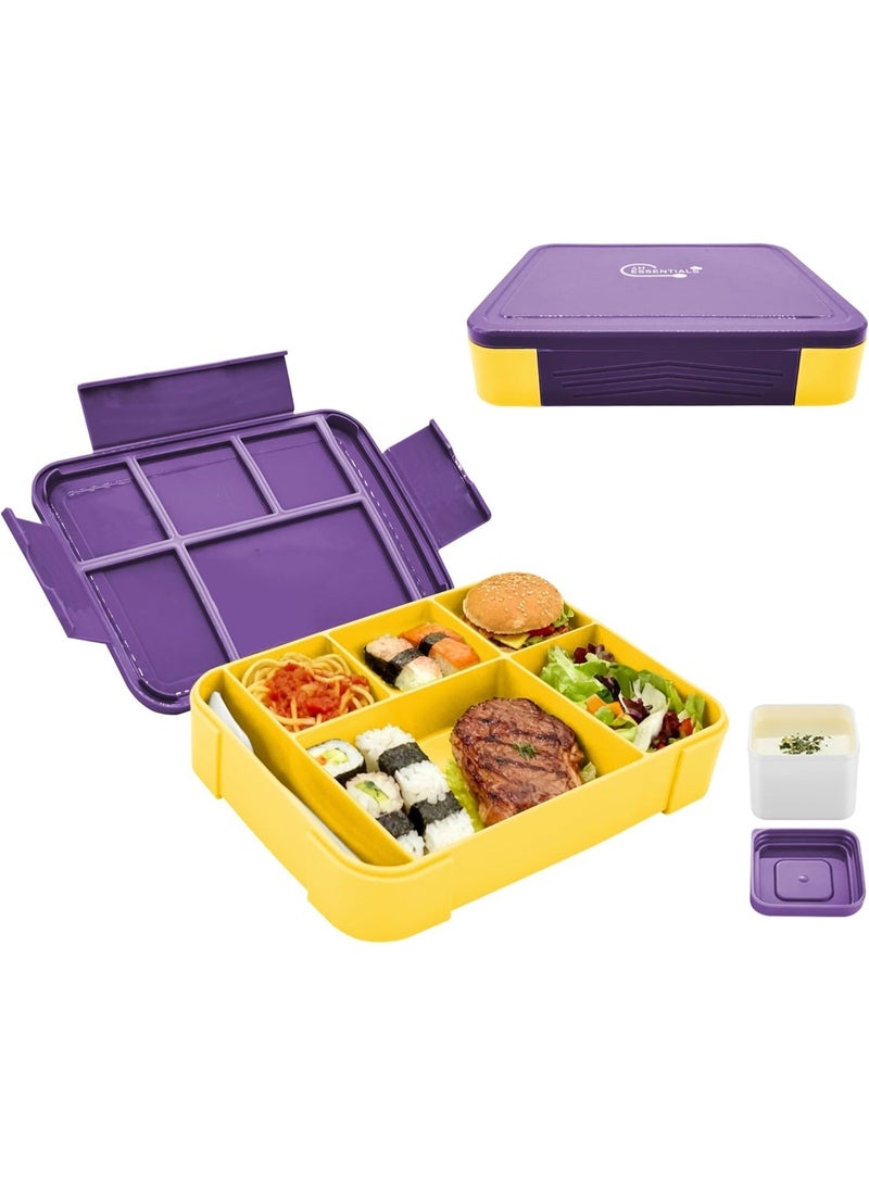 4h Essentials Premium Leak Proof Bento Lunch Box with 6 Compartments – BPA Free, Microwave Safe lunch box for Adults & Kids daily use for School, Office and Travel (Purple) & Premium Leak Proof Bento Lunch Box with 6 Compartments – BPA Free, Microwave Safe lunch box for Adults & Kids daily use for School, Office and Travel (Green) Bundle - Image 2