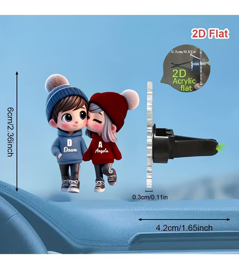 Lovely Couple Reusable Car Air Freshener Clip No Fragrance With 2 Odorless Sponges - Image 2