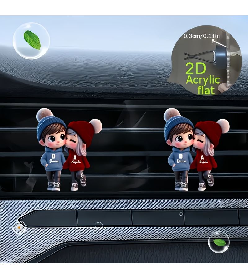 Lovely Couple Reusable Car Air Freshener Clip No Fragrance With 2 Odorless Sponges - Image 4