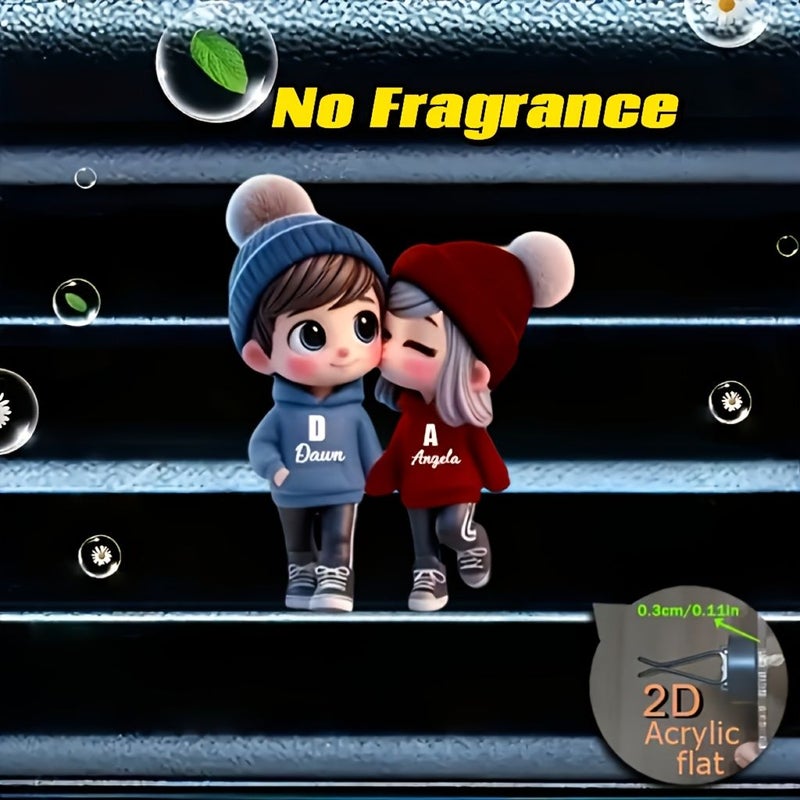 Lovely Couple Reusable Car Air Freshener Clip No Fragrance With 2 Odorless Sponges - Image 1