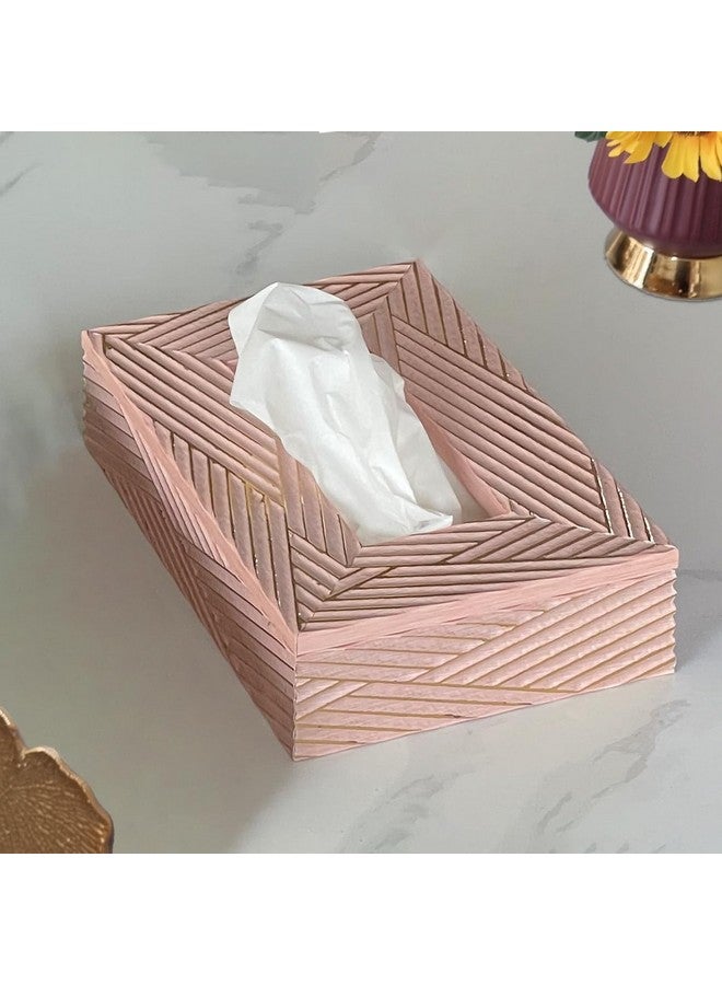 Art Street Tissue Box Holder with Cover, Rectangle Facial Tissue Paper Box Holder Decorative Organizer, Napkin Dispenser Box for Bathroom, Home, Office & Restaurant (Pink, Size: 9x6x2.3 Inch) - Image 1