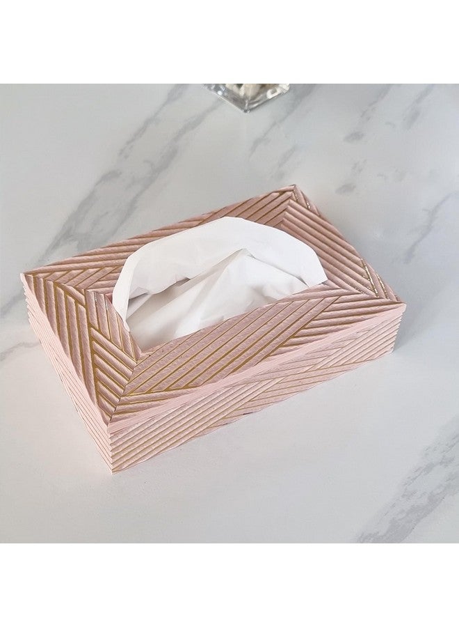 Art Street Tissue Box Holder with Cover, Rectangle Facial Tissue Paper Box Holder Decorative Organizer, Napkin Dispenser Box for Bathroom, Home, Office & Restaurant (Pink, Size: 9x6x2.3 Inch) - Image 2