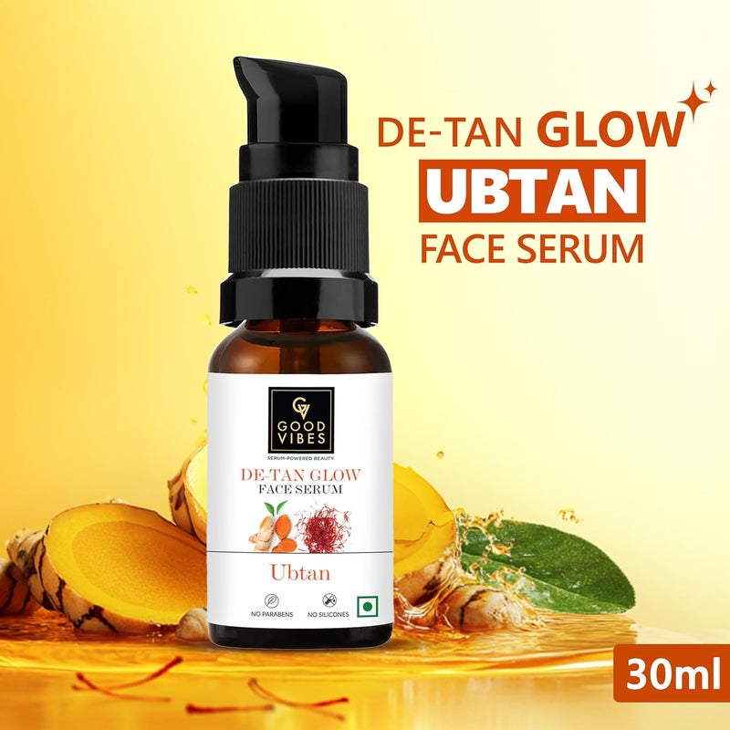 Good Vibes Ubtan DeTan Glow Face Serum 30ml Skin Brightening Natural Glow Depigmentation AntiAgeing Improves Skin Texture Helps Reduce Dullness - Image 4