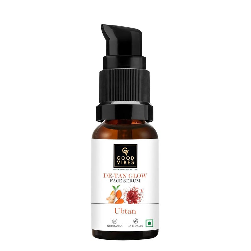 Good Vibes Ubtan DeTan Glow Face Serum 30ml Skin Brightening Natural Glow Depigmentation AntiAgeing Improves Skin Texture Helps Reduce Dullness - Image 1
