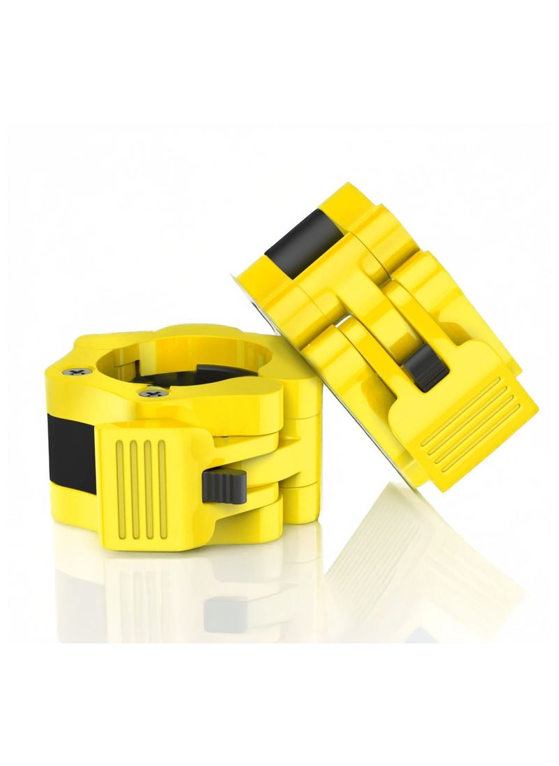 Generic - PUMP-KING Barbell Clamps Collars, Quick Release Pair of Locking Professional Olympic Weight Barbell Locks Collar Clips Great for Workout, Weightlifting, Fitness & Strength Training - Yellow - Image 1