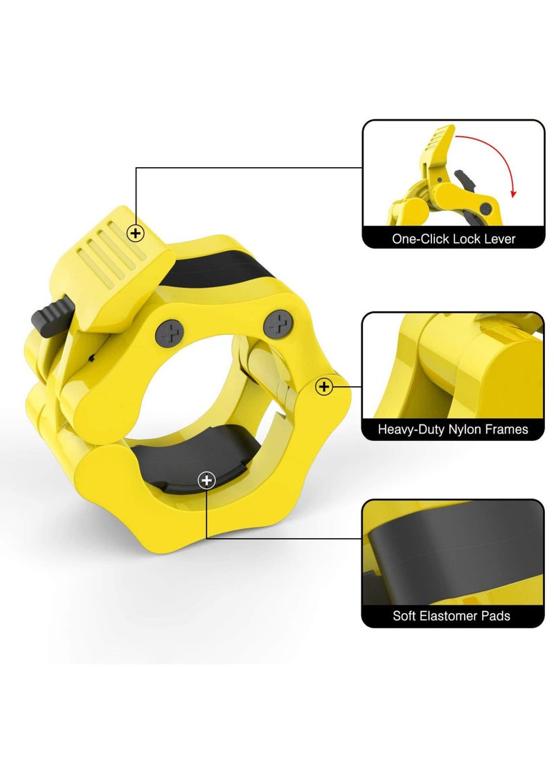Generic - PUMP-KING Barbell Clamps Collars, Quick Release Pair of Locking Professional Olympic Weight Barbell Locks Collar Clips Great for Workout, Weightlifting, Fitness & Strength Training - Yellow - Image 1