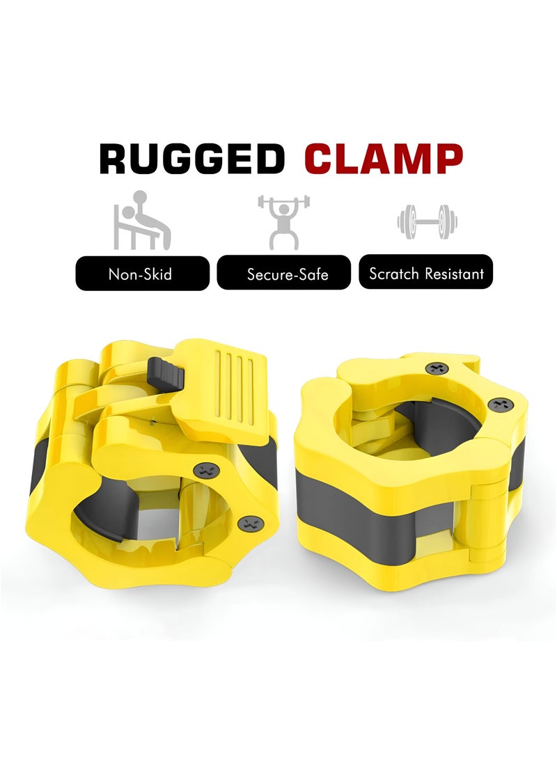 Generic - PUMP-KING Barbell Clamps Collars, Quick Release Pair of Locking Professional Olympic Weight Barbell Locks Collar Clips Great for Workout, Weightlifting, Fitness & Strength Training - Yellow - Image 1