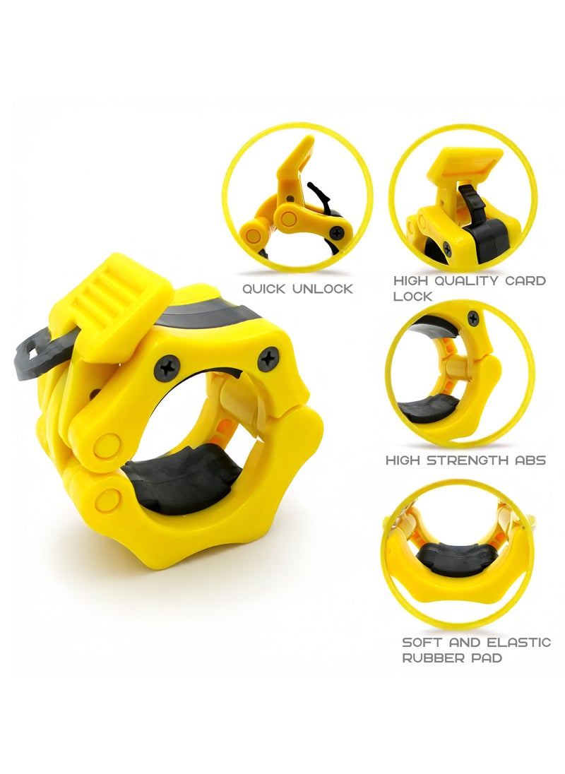 Generic - PUMP-KING Barbell Clamps Collars, Quick Release Pair of Locking Professional Olympic Weight Barbell Locks Collar Clips Great for Workout, Weightlifting, Fitness & Strength Training - Yellow - Image 1