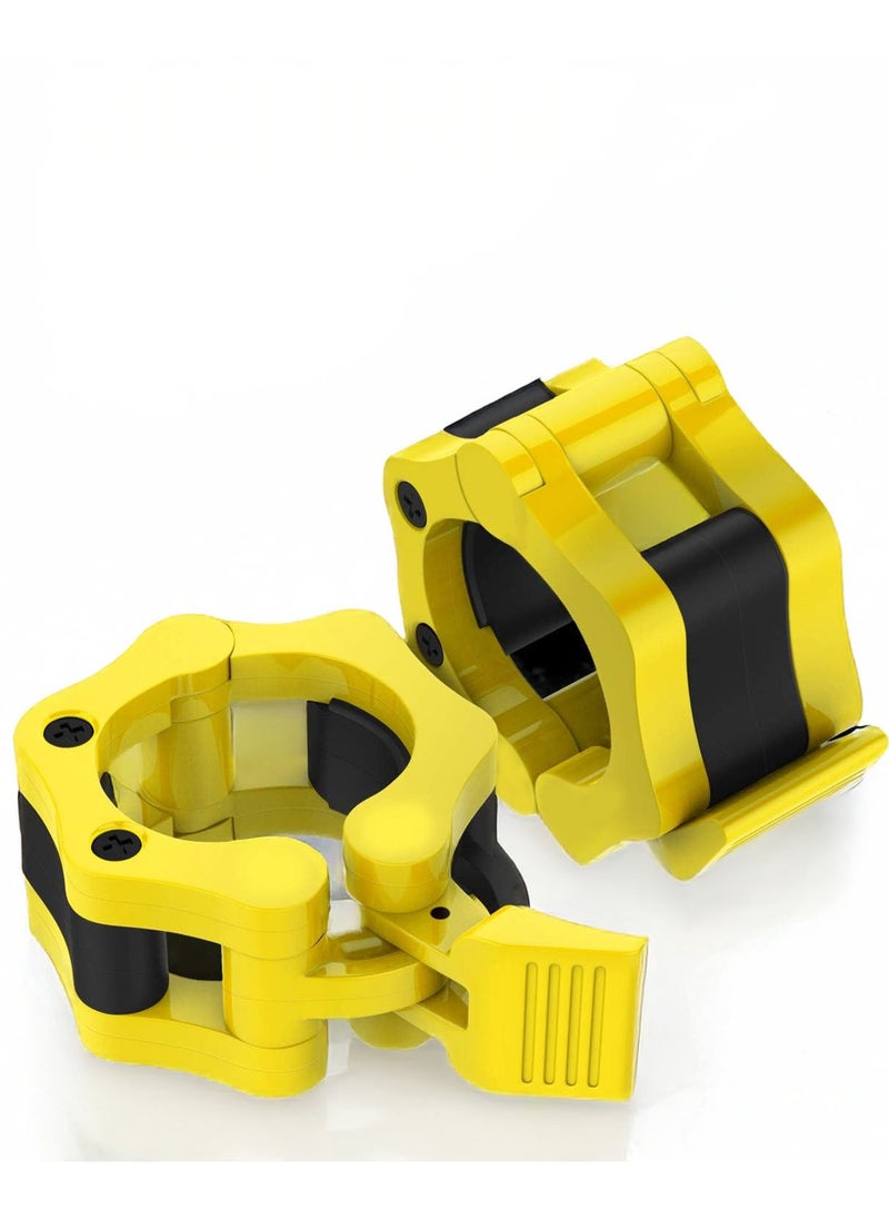 Generic - PUMP-KING Barbell Clamps Collars, Quick Release Pair of Locking Professional Olympic Weight Barbell Locks Collar Clips Great for Workout, Weightlifting, Fitness & Strength Training - Yellow - Image 1