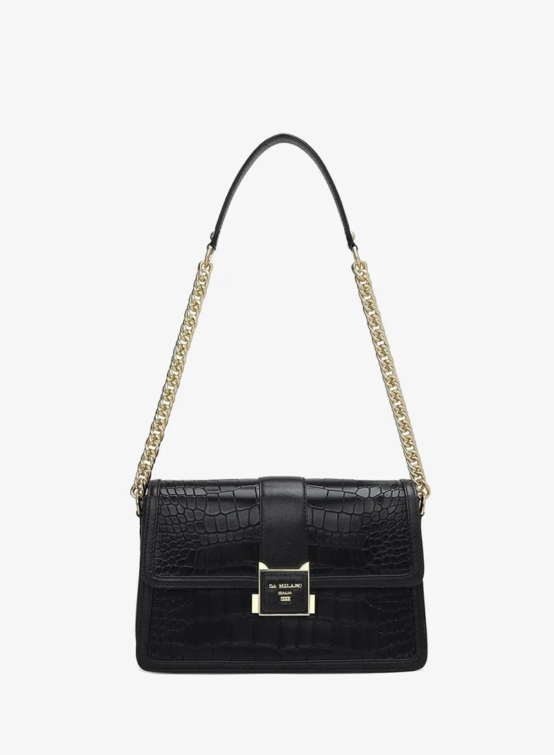 Da Milano Genuine Leather Black Sling Bag