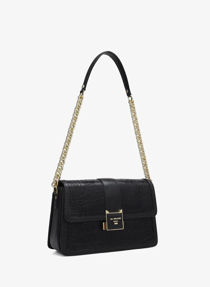 Da Milano Genuine Leather Black Sling Bag
