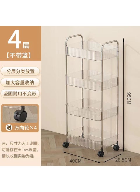 Acrylic Snack Storage Rack Multilayer Transparent Trolley Four layers