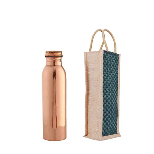 soulvinee Copper water bottle 1 liter | Leak proof, rust proof copper bottle pure copper and health benefits of copper water | Easy to use and carry | Copper bottle for home, school and office pcs 1 - Image 1