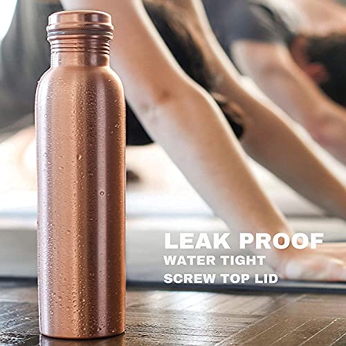 soulvinee Copper water bottle 1 liter | Leak proof, rust proof copper bottle pure copper and health benefits of copper water | Easy to use and carry | Copper bottle for home, school and office pcs 1 - Image 5