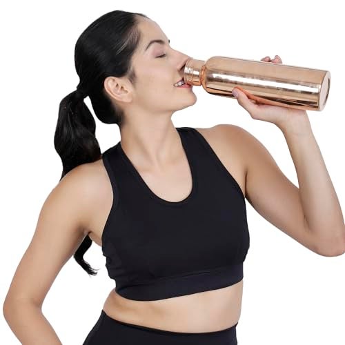 soulvinee Copper water bottle 1 liter | Leak proof, rust proof copper bottle pure copper and health benefits of copper water | Easy to use and carry | Copper bottle for home, school and office pcs 1 - Image 2