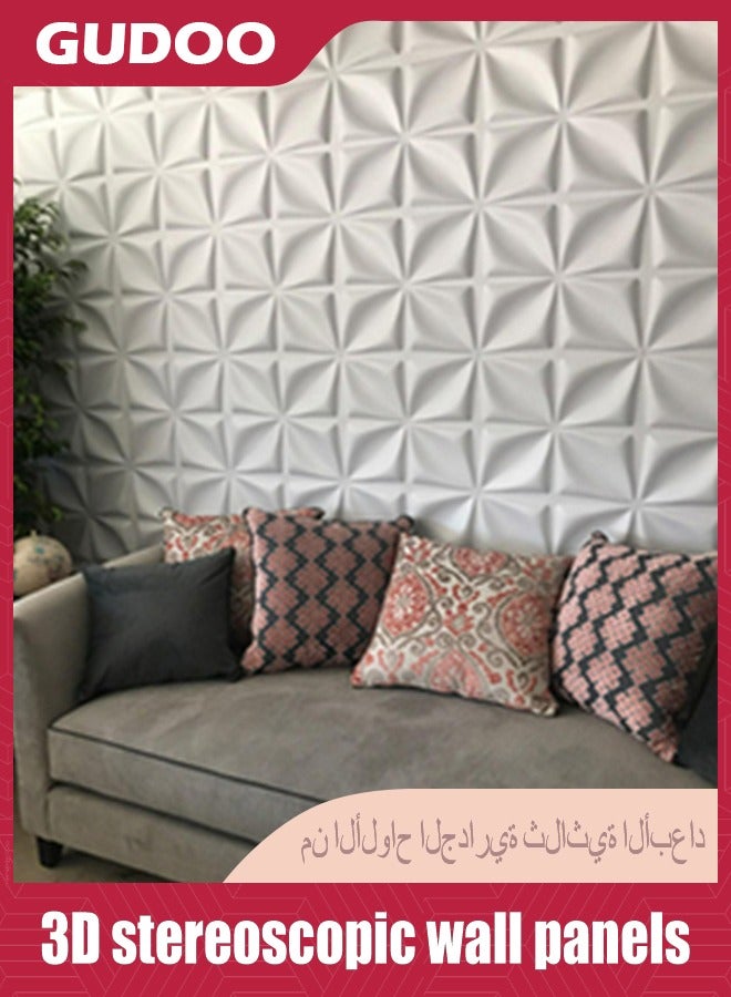 GUDOO ديكور ألواح الجدران ثلاثية الأبعاد مزخرفة، لون أبيض، 12 قطعة، تغطي 12 قدم مربع. - Image 5