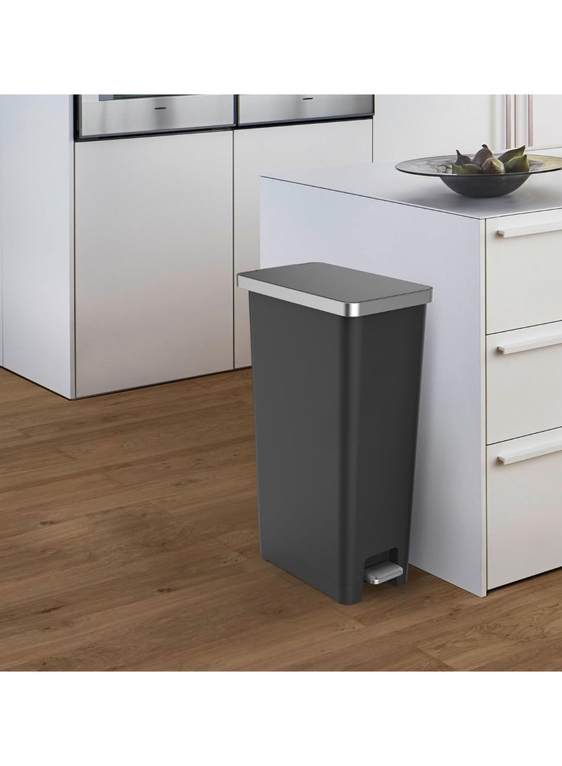 Orchid EKO HANA Slim Plastic Pedal Bin, Compact Waste Bin with Soft Close Lid, Foot Pedal Trash Can for Bathroom, Bedroom Garbage Bin for Office, Dustbin with Removable Inner Bucket (45 Liters) - Image 1