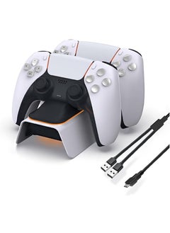 DOBE Charger Station for Ps5 Controller, Playstation 5 Fast Charging Dock with LED Indicator, High Speed for Sony DualSense Controller, White  - Image 1