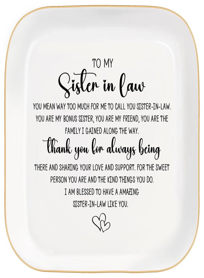 MQPPKJ Sister in Law Gifts from Sister Ceramic Jewelry Tray, Unique Sister in Law Gift Ideas Best Sister in law Jewelry Dish Gift for Birthday Wedding Mother's Day Thanksgiving (To my Sister in law) - Image 1