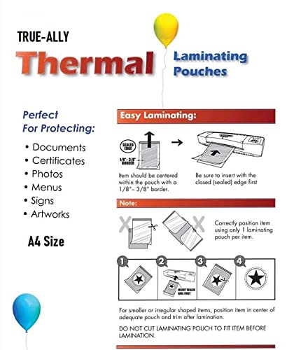 True-Ally (A4 Size - 125 Micron) Lamination Pouch Clear Glossy Thermal Transparent Waterproof 50 Sheets (Home & Office) (A4-125 Micron - 50 Pouch) - Image 2