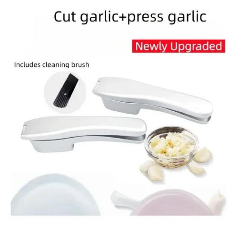 Manual Garlic Slicer 2-in-1 Versatile Garlic Mincer - Grey Dual-Function Garlic Chopper with Comfort Grip for Home Kitchen Meal Prep - Image 3