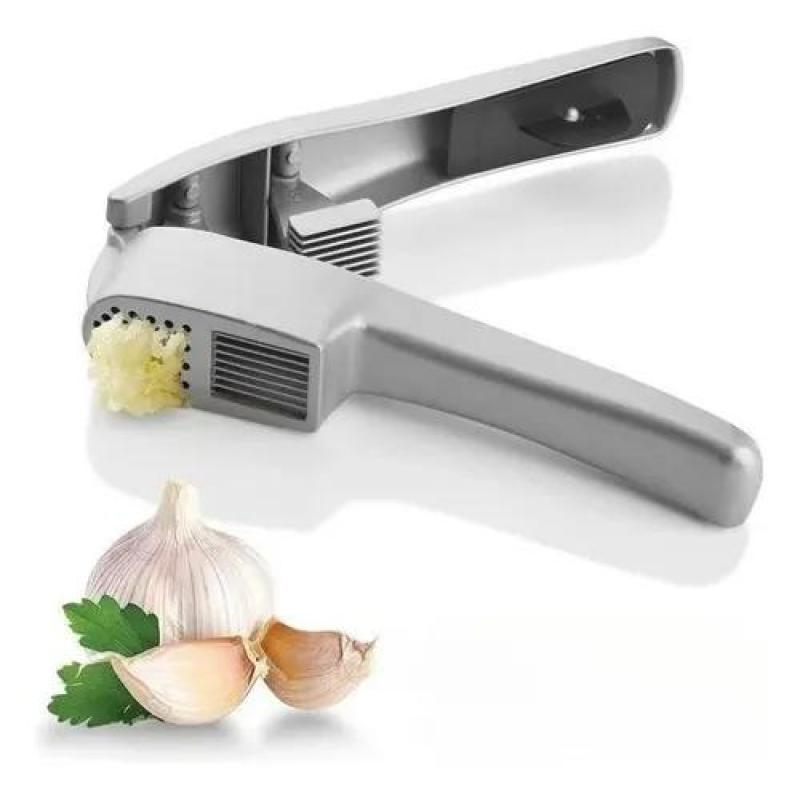 Manual Garlic Slicer 2-in-1 Versatile Garlic Mincer - Grey Dual-Function Garlic Chopper with Comfort Grip for Home Kitchen Meal Prep - Image 2