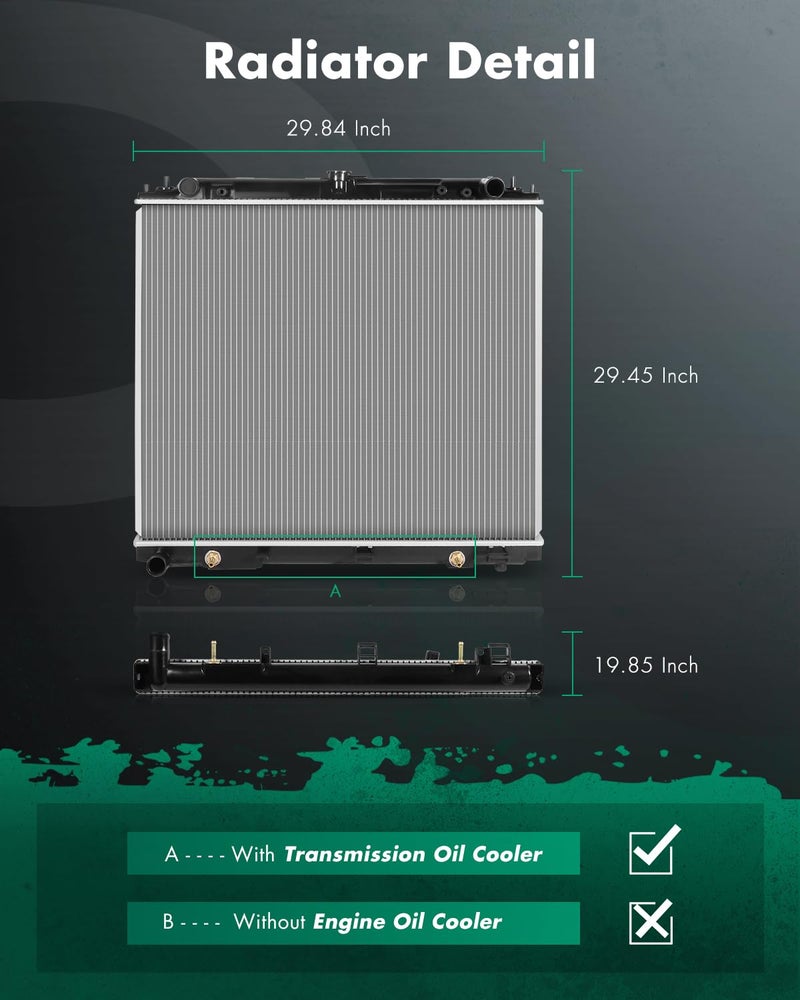 SCITOO Engine Cooling Radiator Assembly Compatible with Nissan Frontier 05-19, Pathfinder, Xterra & for Suzuki Equator, 4.0L 5.6L, Replace# 8012807, 214609CA0E - Image 2