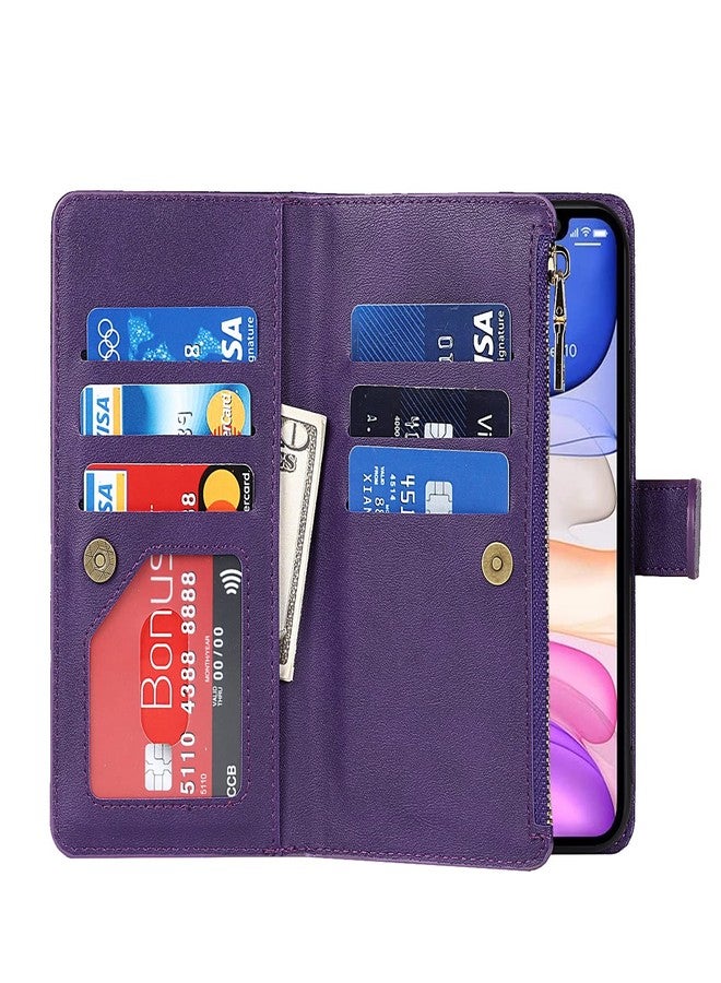Jaorty for iPhone 11 Phone Wallet with Credit Card Holder, Crossbody Case with Strap Shoulder Lanyard, Zipper Pocket PU Leather Case for iPhone 11, 6.1 Inch Purple - Image 5