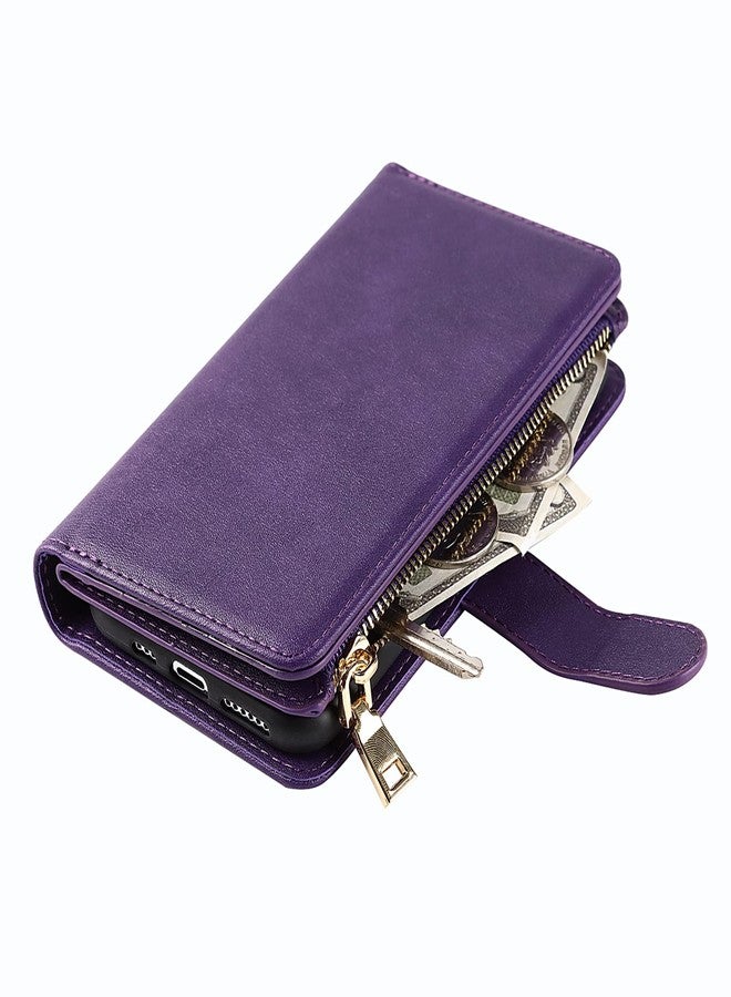 Jaorty for iPhone 11 Phone Wallet with Credit Card Holder, Crossbody Case with Strap Shoulder Lanyard, Zipper Pocket PU Leather Case for iPhone 11, 6.1 Inch Purple - Image 4