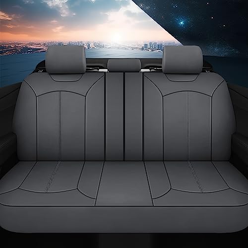 Pariiaotin Premium Leather Car Seat Covers Full Seats, Waterproof Front Seat Covers and Split Rear Bench Seat Covers for Cars,Universal Automotive Interior Covers for Sedan SUV Truck Van Pick-up,Gray - Image 3