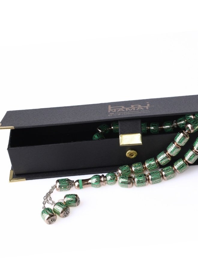 NAMAT - Laser engraved Rosary 33 Beads Green Color, Come's With A Gift Box - Image 1