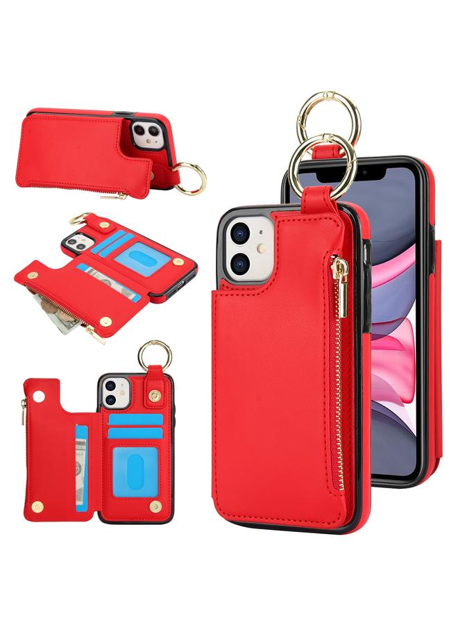 اس-توب جراب هاتف iPhone 12 RFlD مضاد للسرقة مزود بحلقة مزدوجة وسحاب وبطاقة - Image 1