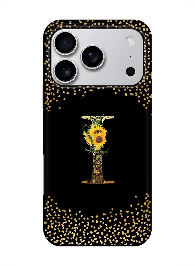 Stylizedd Tough Pro Magnetic Case for iPhone 17 Pro, Dual Layer hybrid PC + TPU Mobile Cover Matte - Custom Floral Monogram - I ( Black )