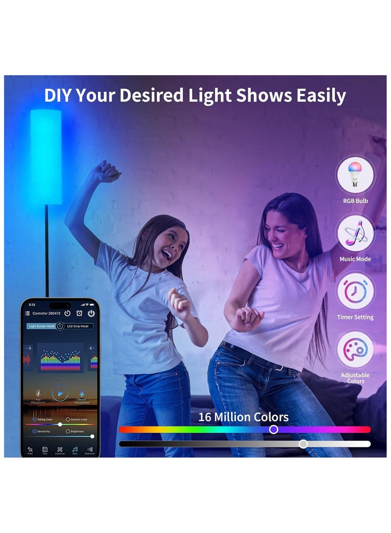 NNEWVANTE Floor Lamps for Living Room, Dimmable 3 Colors Temperature, Modern Floor Lamp with Remote, Tall Standing Lamps for Living Room Bedroom Office Corner, Foot Switch, Beige Shade, 9W RGB LED Bulb - Image 5