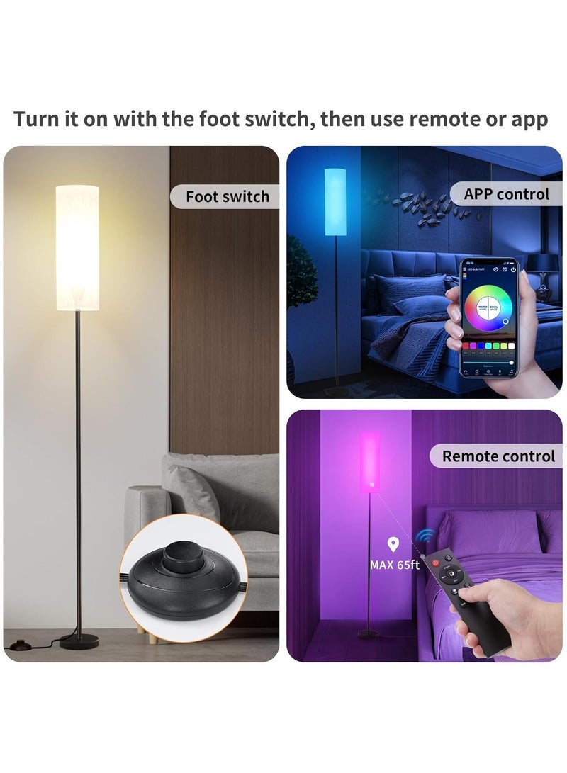 NNEWVANTE Floor Lamps for Living Room, Dimmable 3 Colors Temperature, Modern Floor Lamp with Remote, Tall Standing Lamps for Living Room Bedroom Office Corner, Foot Switch, Beige Shade, 9W RGB LED Bulb - Image 3