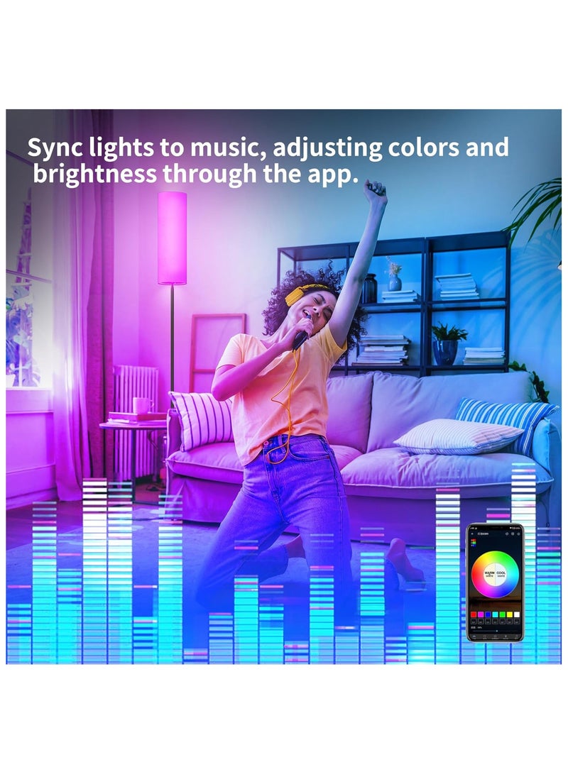 NNEWVANTE Floor Lamps for Living Room, Dimmable 3 Colors Temperature, Modern Floor Lamp with Remote, Tall Standing Lamps for Living Room Bedroom Office Corner, Foot Switch, Beige Shade, 9W RGB LED Bulb - Image 4