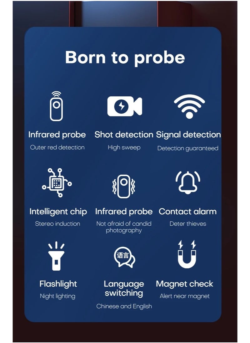 AK780 Multi-Function Anti-Spy Camera Detector & RF Signal Finder | Wireless Hidden Camera, GPS Tracker, Audio Bug Scanner | Advanced Privacy Protection for Home, Office, Travel | Detects 1.2G-6.5G Wireless & GSM Signals | Infrared Lens Finder, Vibration & Magnetic Detection | Portable Security Device with Alarm & Flashlight