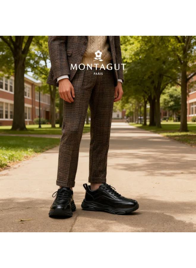 Montagut Men's Versatile Genuine Leather Sneakers New Spring Lightweight Luxury Black Casual Shoes For Men - Image 2
