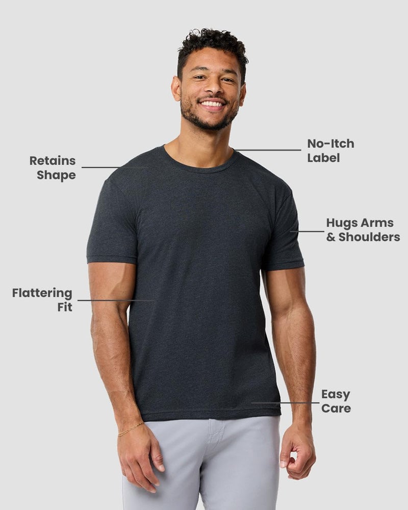 INTO THE AM Men's Plain Basic Tees - Fitted Essential Crewneck Blank T-Shirts Casual Gym Classic Short Sleeve True Fit Fashion Undershirts Tshirts for Guys (Charcoal, Large) - Image 2