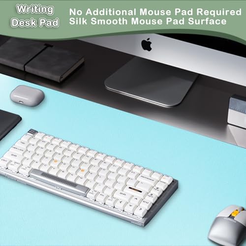 Boutilon Leather Desk Pad 30" x14",Non-Slip Mouse Pad,Office Desk Mat,Waterprooft PU Leather Desk Blotter,Desk Pad Protector,Desk Writing Pad for Home Office Decor (M-Light Blue) - Image 5