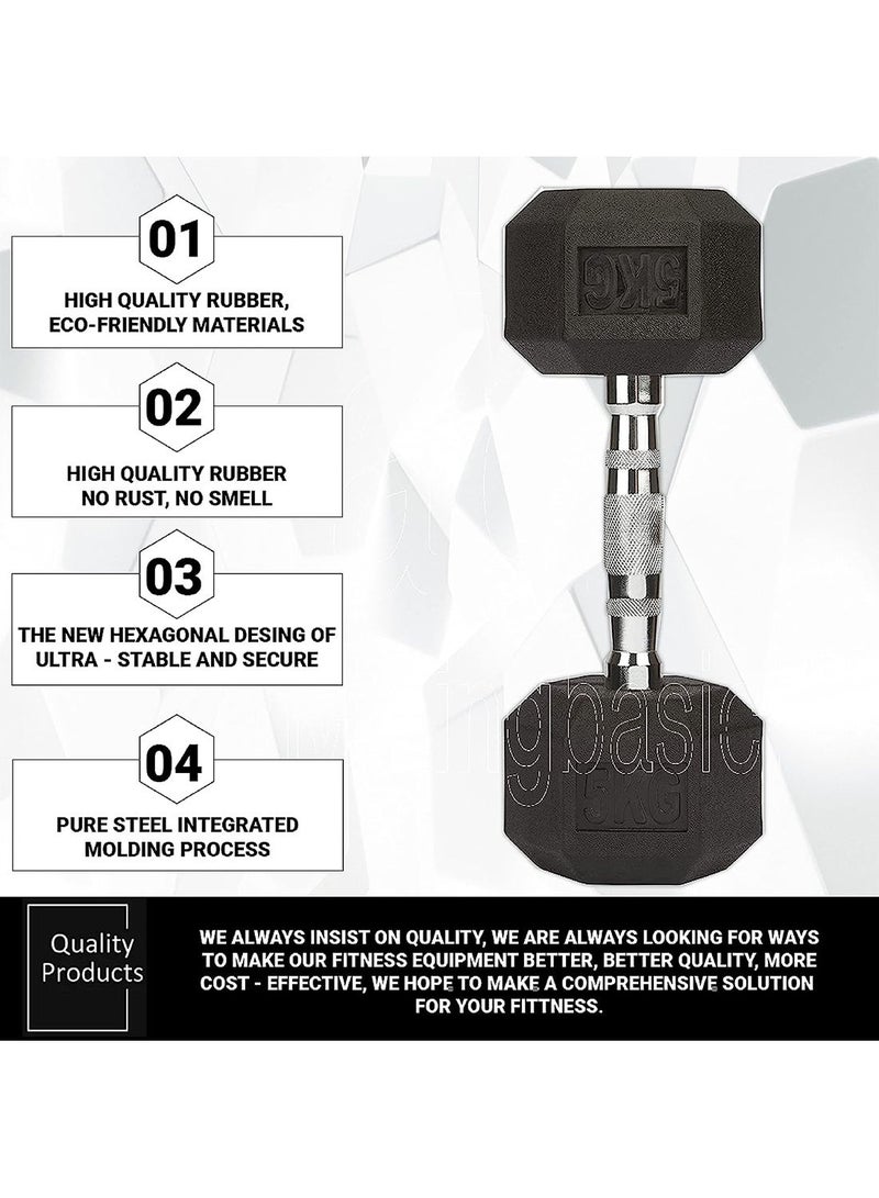 anythingbasic. Hex Dumbbells Set (5 KG X 2), Solid Caste Iron  - Image 2