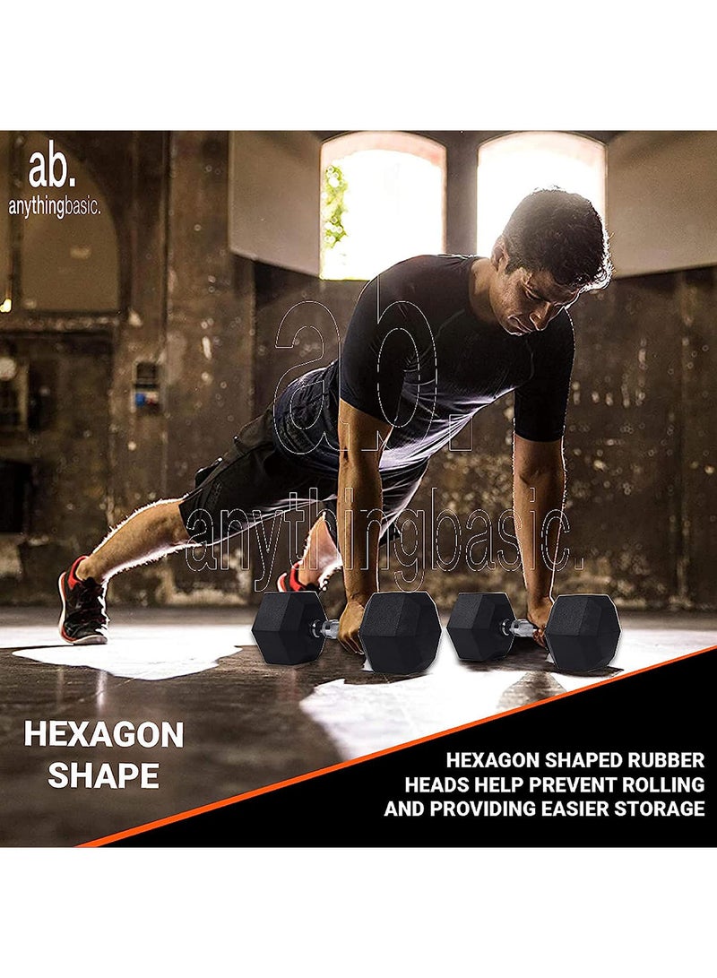 anythingbasic. Hex Dumbbells Set (5 KG X 2), Solid Caste Iron  - Image 5