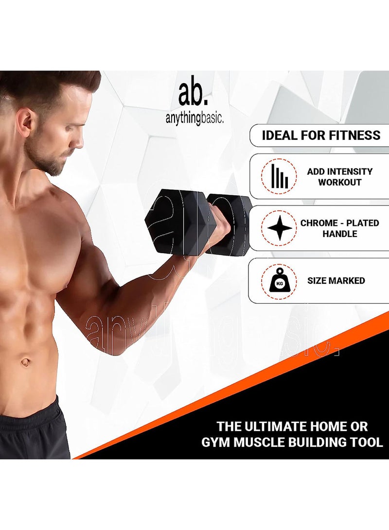 anythingbasic. Hex Dumbbells Set (5 KG X 2), Solid Caste Iron  - Image 3