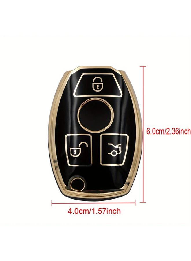 Premium 3 Button Flexible TPU Car Key Case for Mercedes Black Model Replacement - Image 2