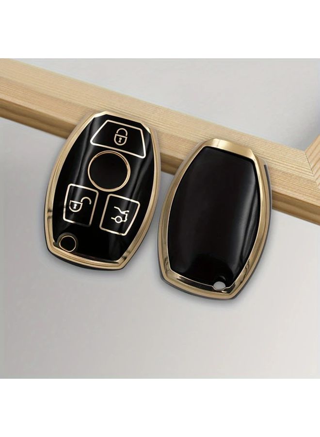 Premium 3 Button Flexible TPU Car Key Case for Mercedes Black Model Replacement - Image 3