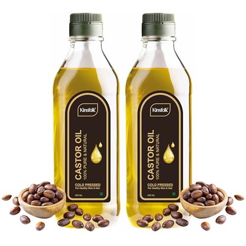 Kinsfolk CASTOR Oil ((100% Pure COLD PRESSED)) For HAIR GROWTH - 500 ml ((Pack Of 2)) - Image 1