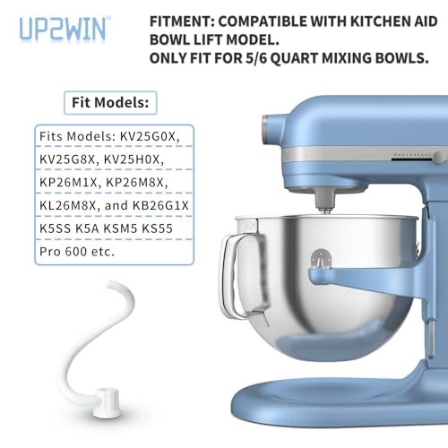 UP2WIN Spiral Dough Hook Replacement for Kitchen Aid Mixer - Coated Dough Hook for K5SS K5A KSM5 KS55 Pro 600, Dough Attachment for Kitchen aid Lift Stand Mixer, Work with kitchen Aid 5 qt / 6 qt Lift - Image 2